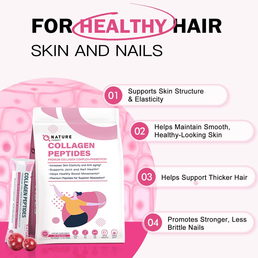 Nature Target collagen powder scoop showing easy measuring