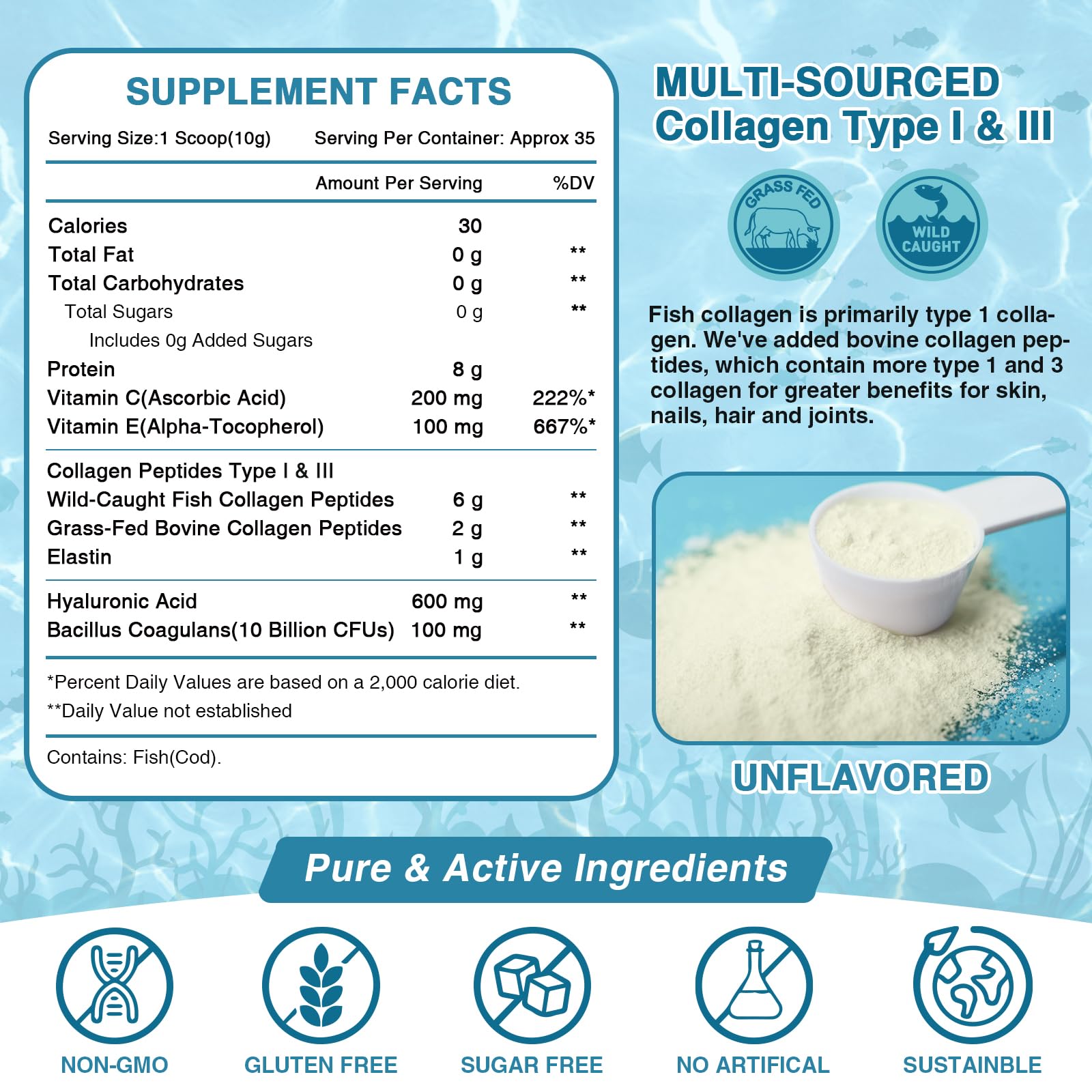 NATURE TARGET Collagen scoop measuring powder for daily use.