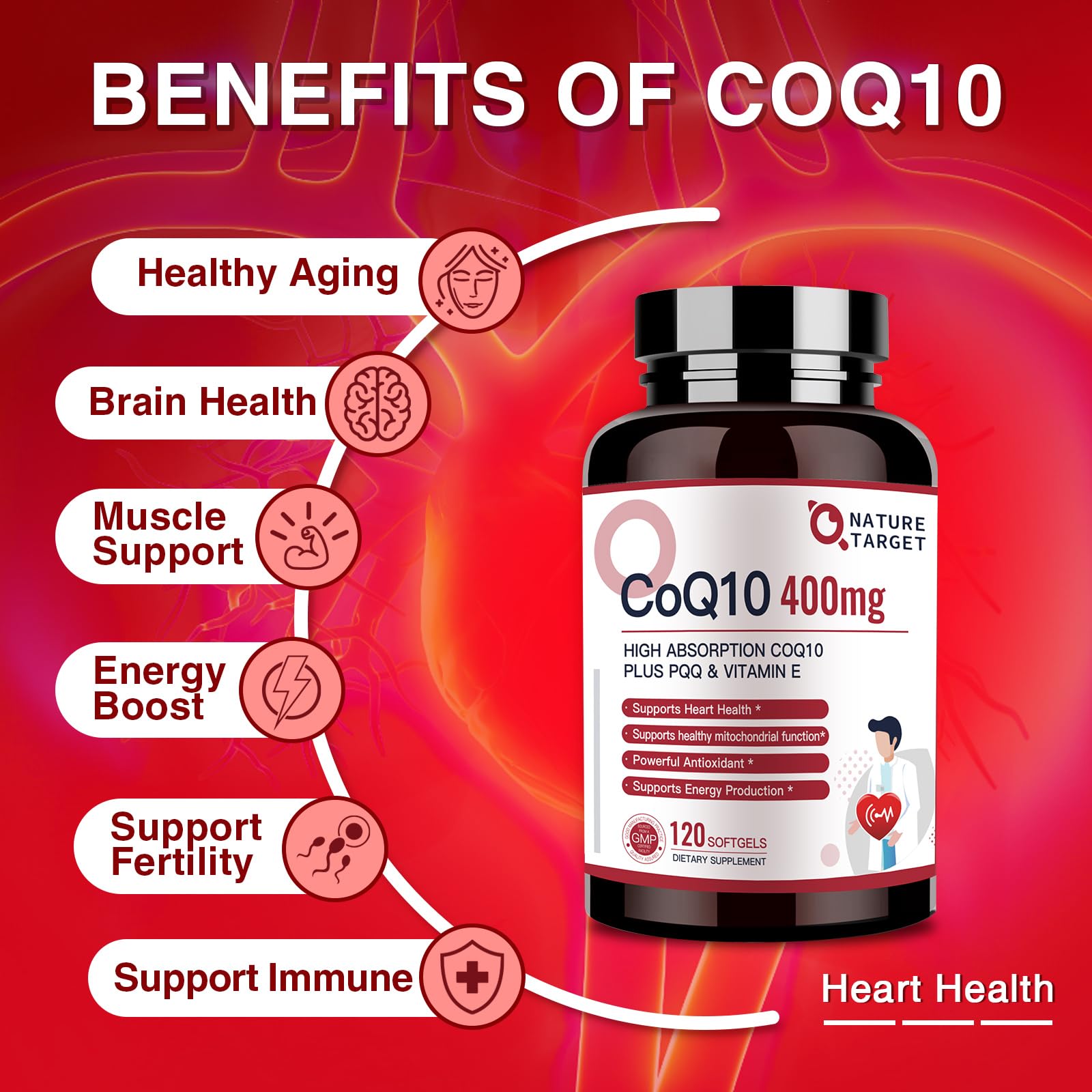 Nature Target CoQ10 on kitchen counter ready for daily routine