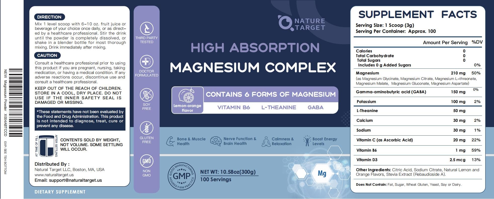 Nature Target vegan-friendly magnesium powder with purity badge