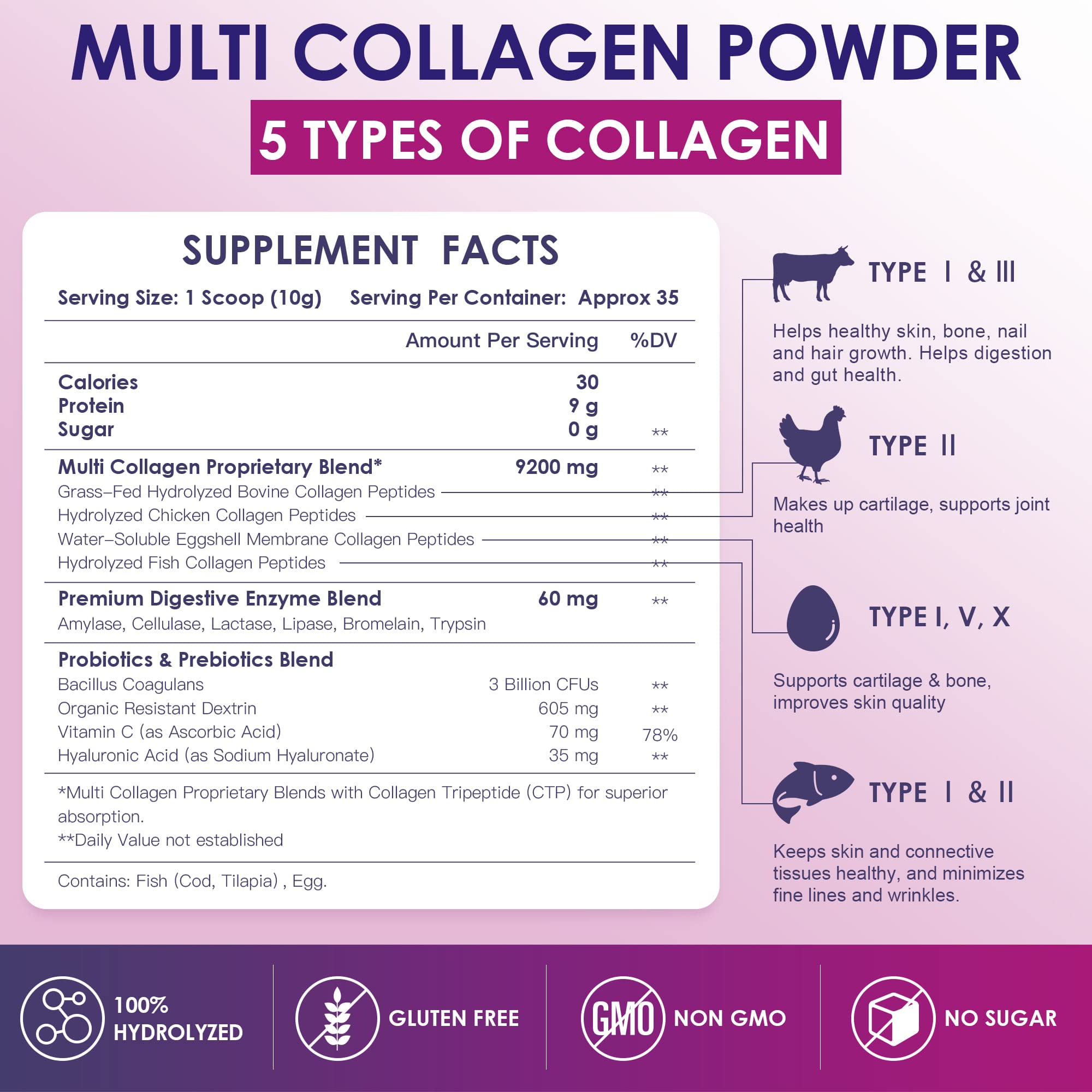 Nature Target Multi Collagen scoop beside powder, ready to mix