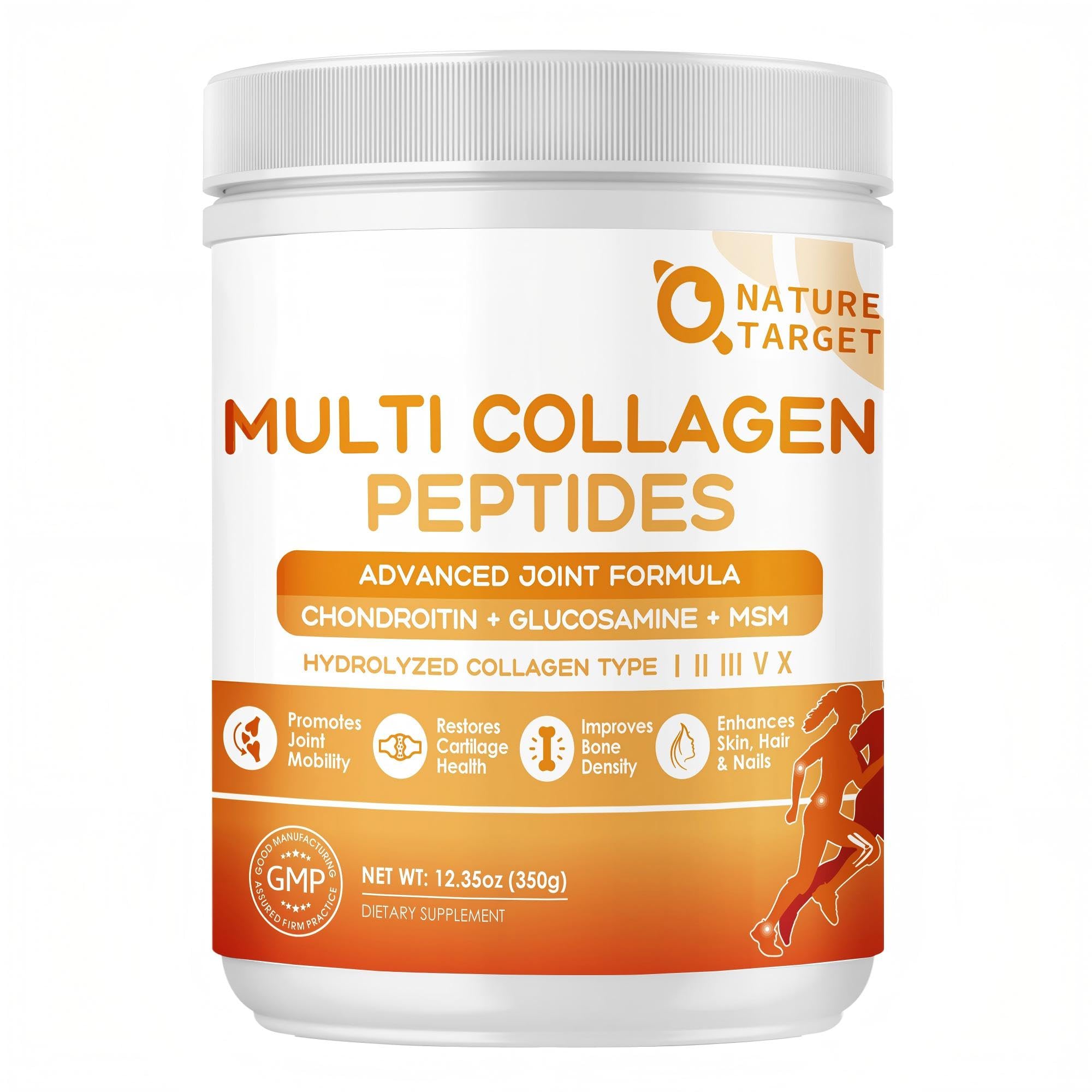 Nature Target Multi-Collagen-Peptides Powder tub front for joint and skin support