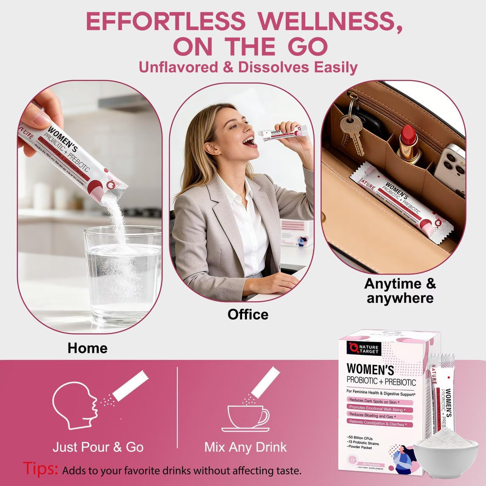 NATURE TARGET prebiotics and probiotics mix for gut balance.