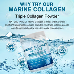 NATURE TARGET Probiotics 10B bottle highlights digestion-friendly collagen blend.