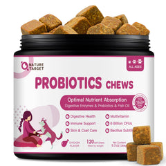 NATURE TARGET Probiotiques pour chiens — bouchées pratiques pour un soutien digestif quotidien.