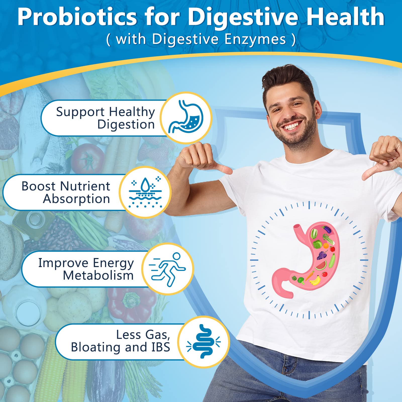 Nature Target Probiotics for Men capsules close-up highlighting digestion potential.