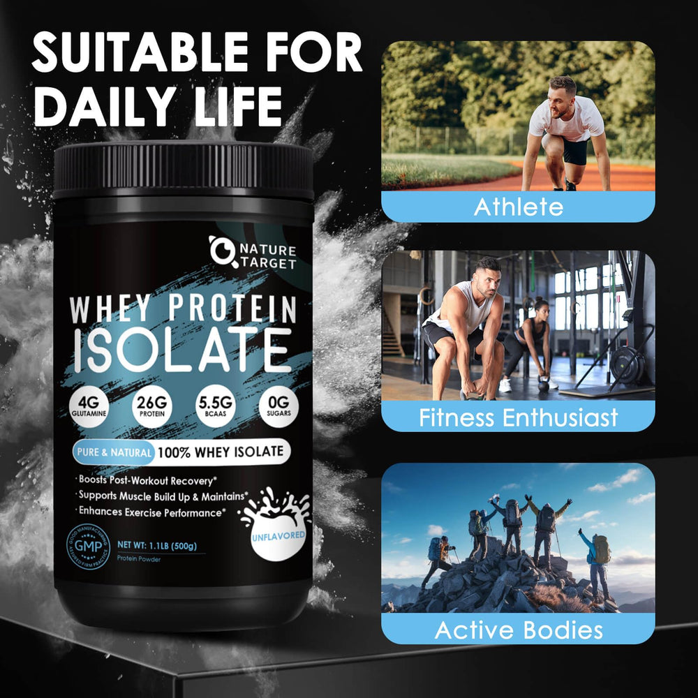 Nature Target Whey Isolate no added sugar packaging for clean macros