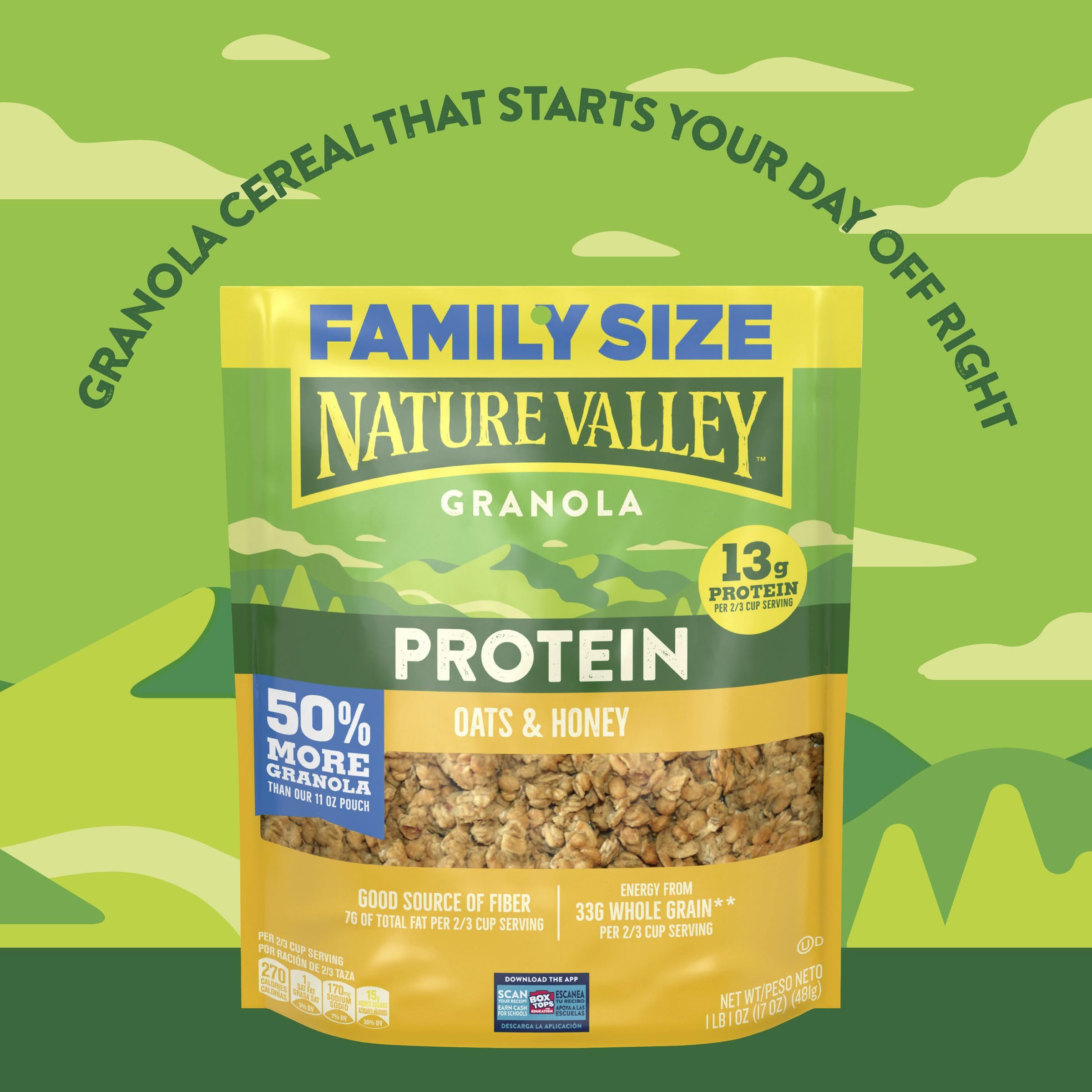 Nature Valley 17 oz family-size pouch for easy family snacking.