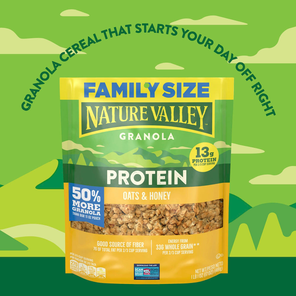 Nature Valley 17 oz family-size pouch for easy family snacking.