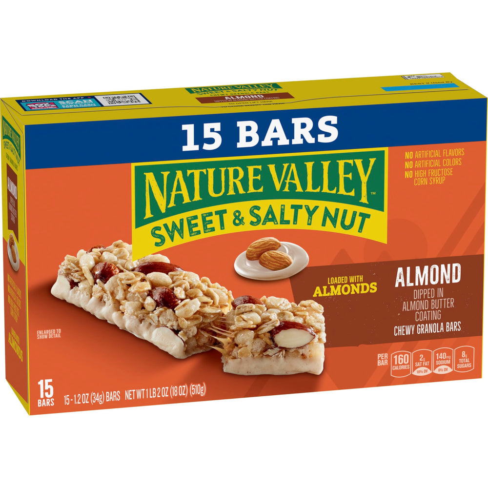 Nature Valley bar demonstrating no artificial flavors or colors for clean snacking.
