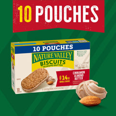 Nature Valley Cinnamon Almond Butter Biscuit Sandwich, crisp texture with almond butter filling.