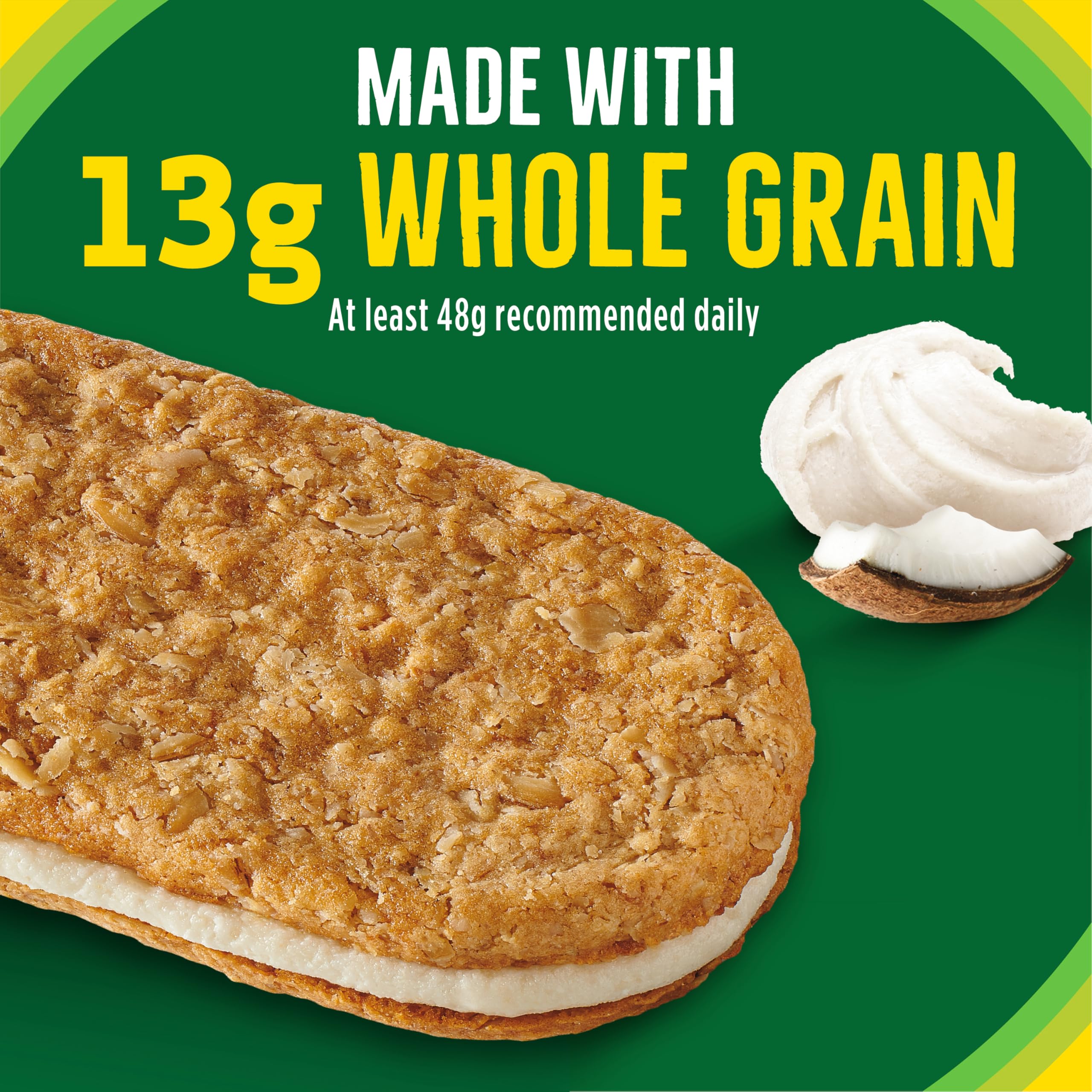 Creamy coconut butter filling seen in Nature Valley Biscuit Sandwiches
