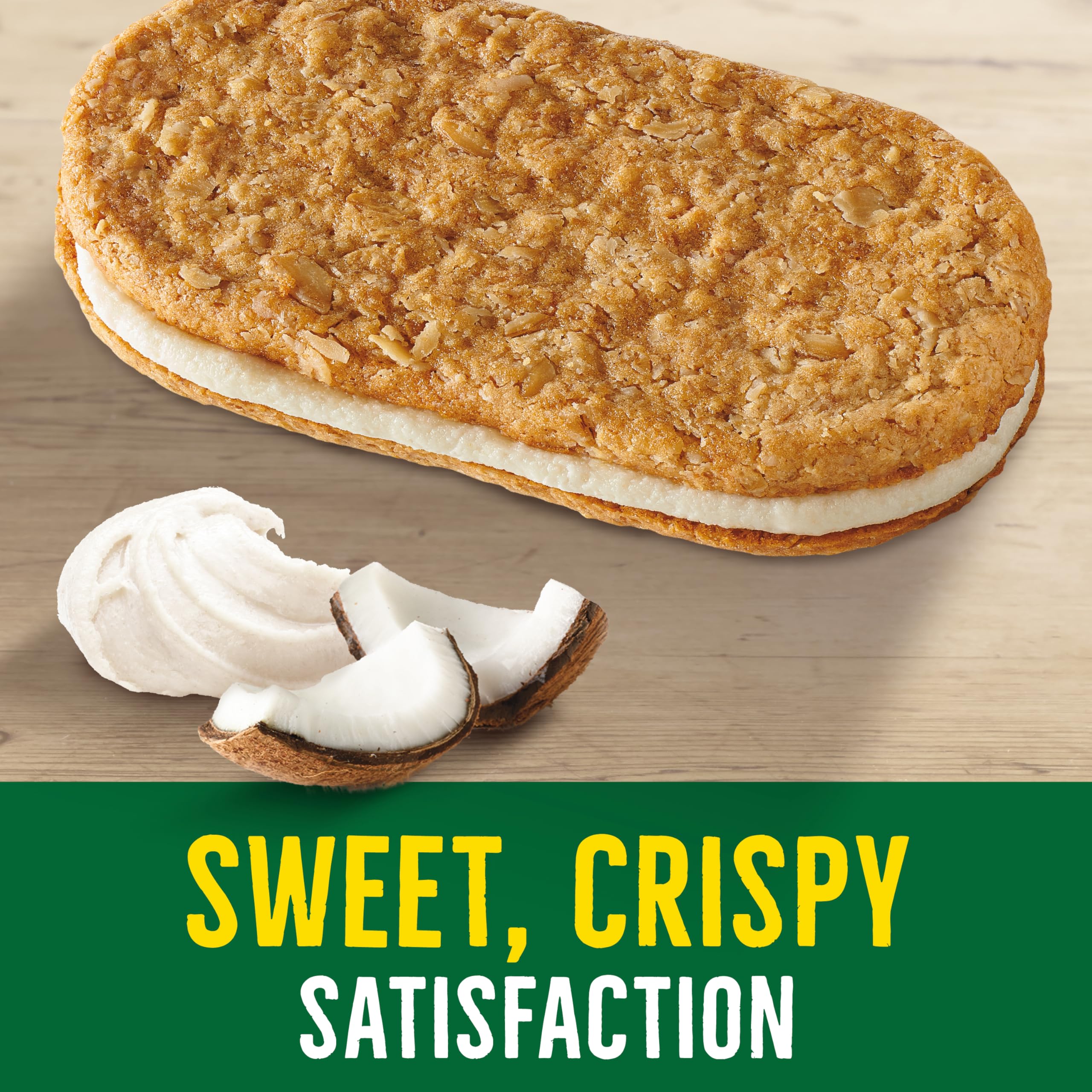 Toasted coconut biscuits with coconut butter filling in Nature Valley snack