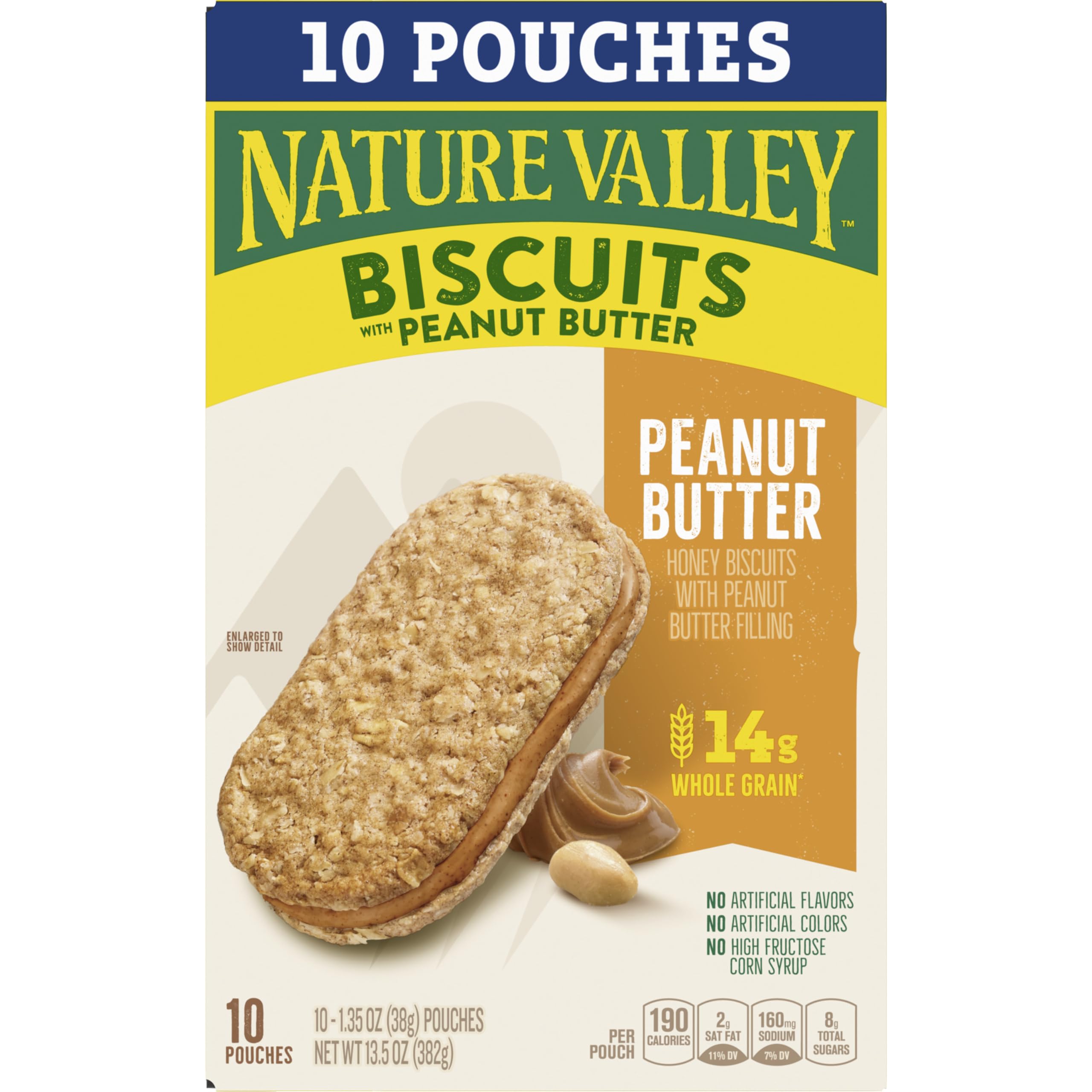Nature Valley Creamy Peanut Butter Filling detail, smooth contrast with crunchy biscuits.
