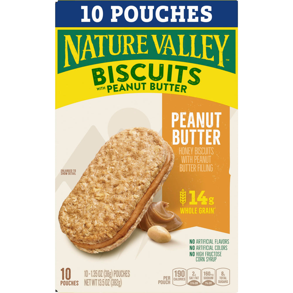 Nature Valley Creamy Peanut Butter Filling detail, smooth contrast with crunchy biscuits.