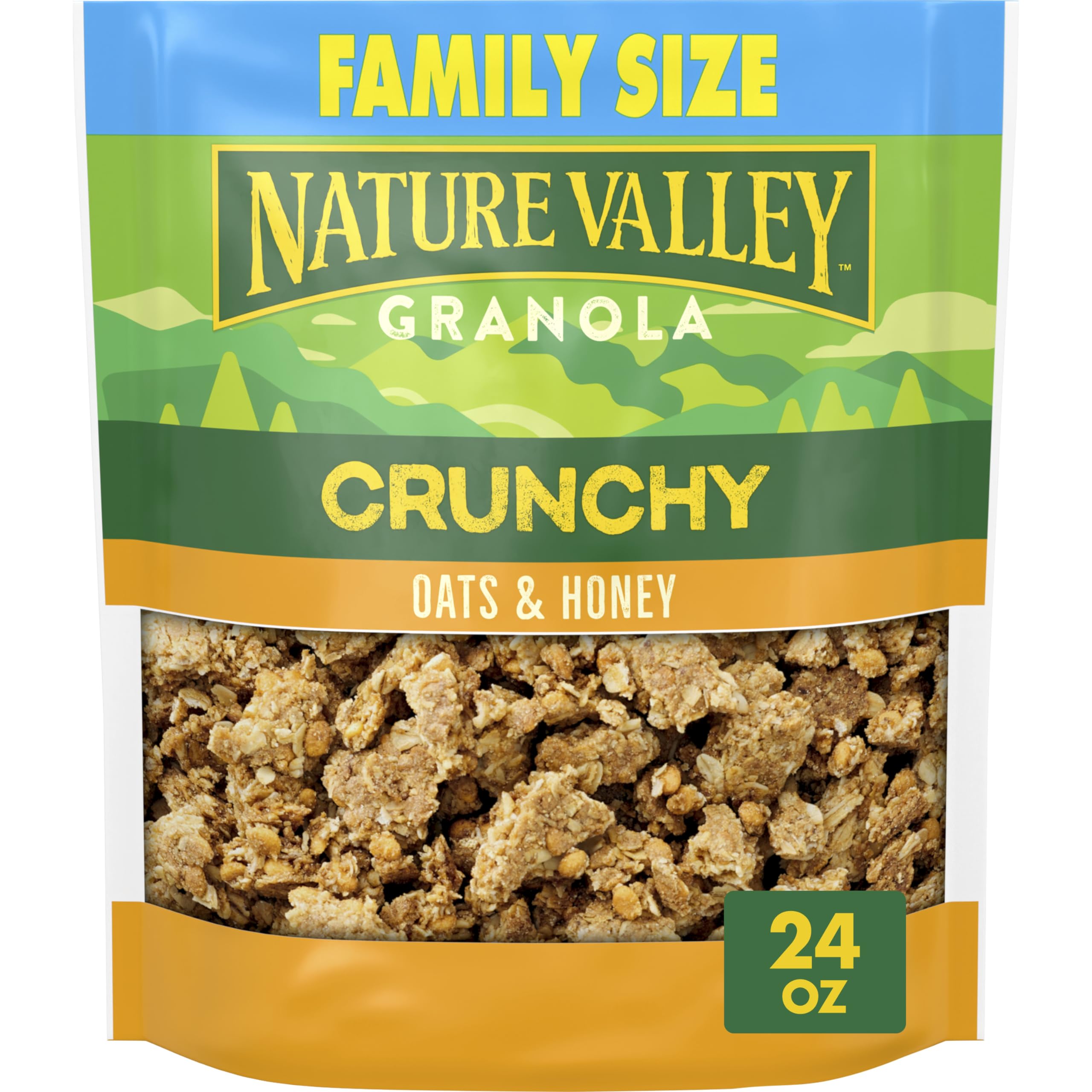 Nature Valley Crunchy Oats and Honey Granola pouch ready for on-the-go snacking.