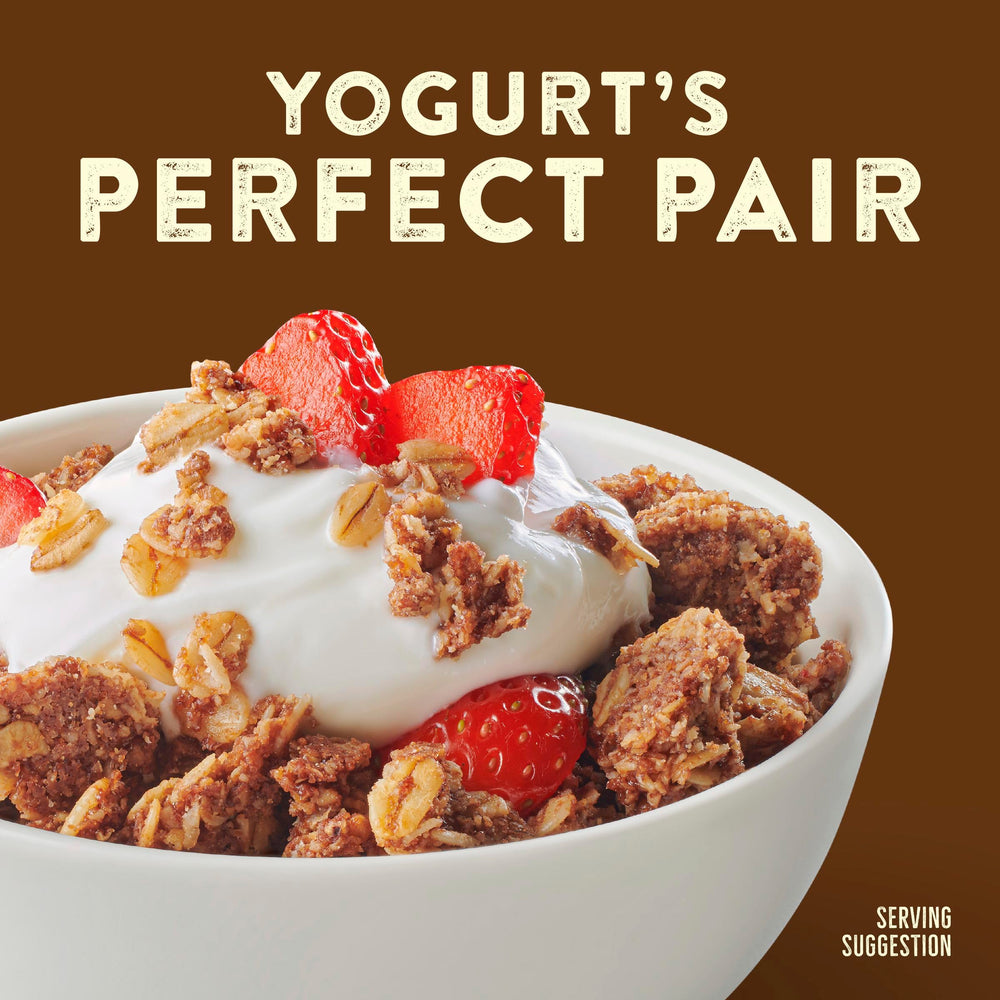 Nature Valley dark chocolate granola clusters emphasizing rich chocolate crunch