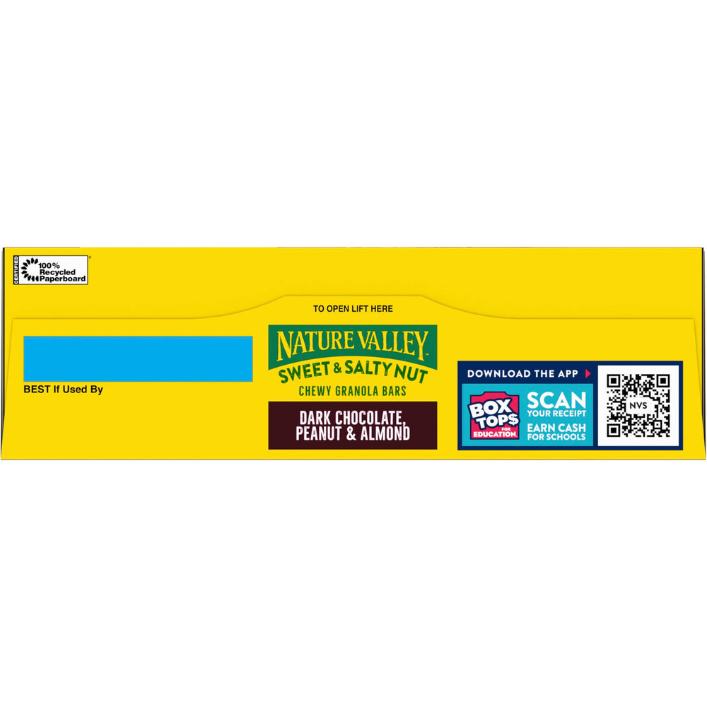 Road-trip snack ready: Nature Valley dark chocolate peanut almond bars.