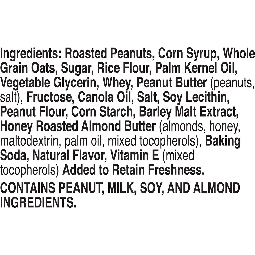 Nature Valley granola coating close-up highlighting creamy peanut-almond balance.