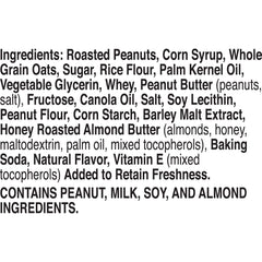 Nature Valley granola coating close-up highlighting creamy peanut-almond balance.