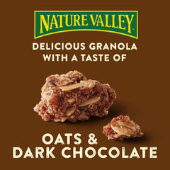 Closeup of Nature Valley granola clusters highlighting crunchy texture and chocolate bits