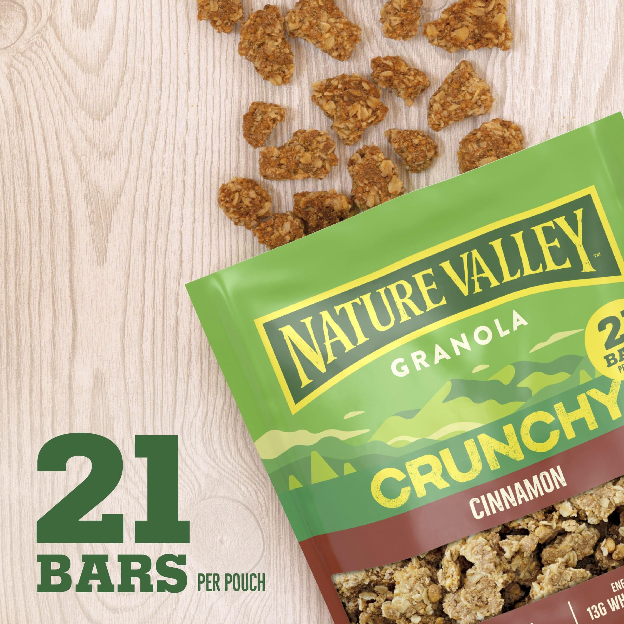 Nature Valley no high fructose corn syrup in granola for simple snacking.