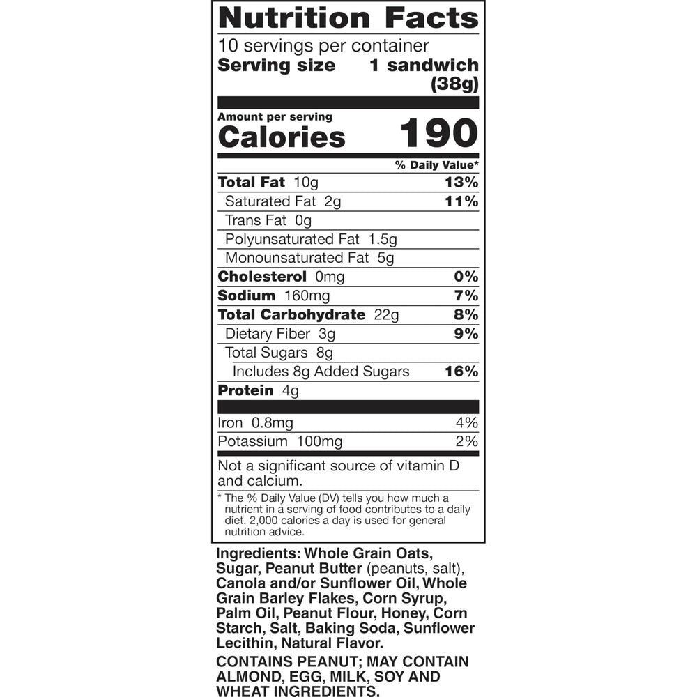 Nature Valley Peanut Butter Biscuit Sandwich packaging, ideal for lunchboxes and quick on-the-go snacking.