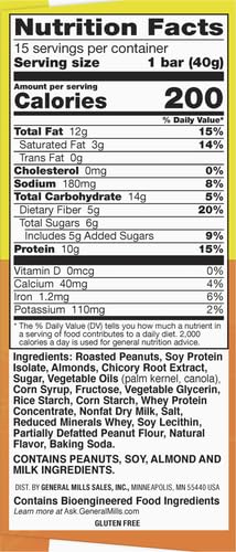 Nature Valley Protein Chewy Salted Caramel Nut bar ingredients close-up with roasted nuts
