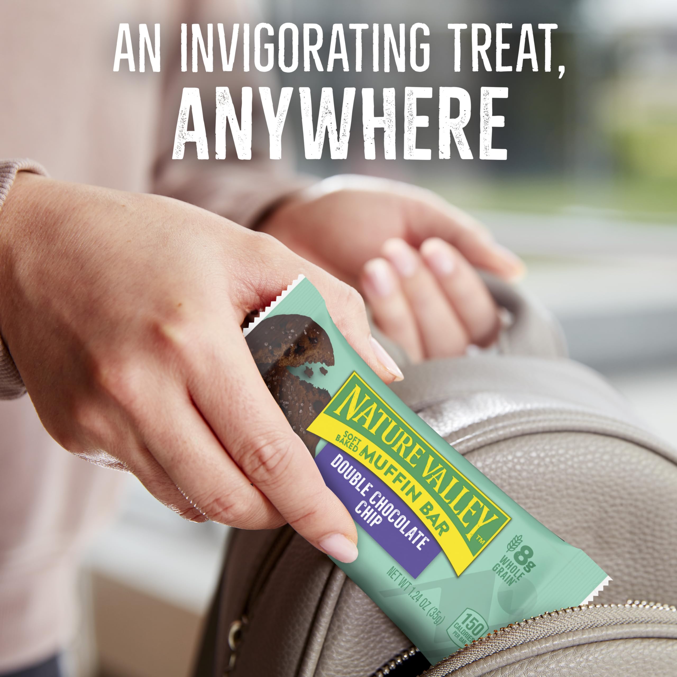 Nature Valley Soft Baked Muffin Bar on trail, ideal hiking snack