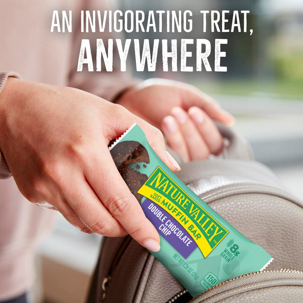 Nature Valley Soft Baked Muffin Bar on trail, ideal hiking snack