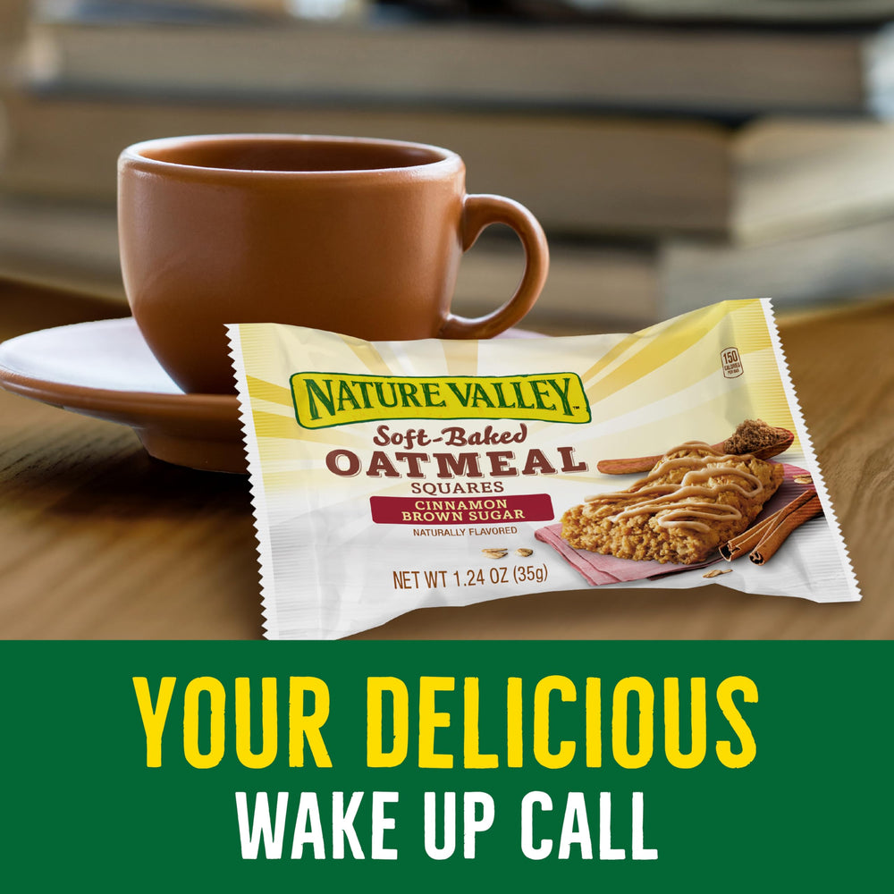 Stacked Nature Valley bars show wholesome grains and soft texture.