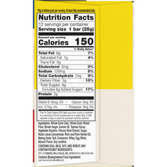 Nature Valley Soft Baked Oatmeal Squares bar front highlights cinnamon brown sugar flavor for a tasty pick-me-up.