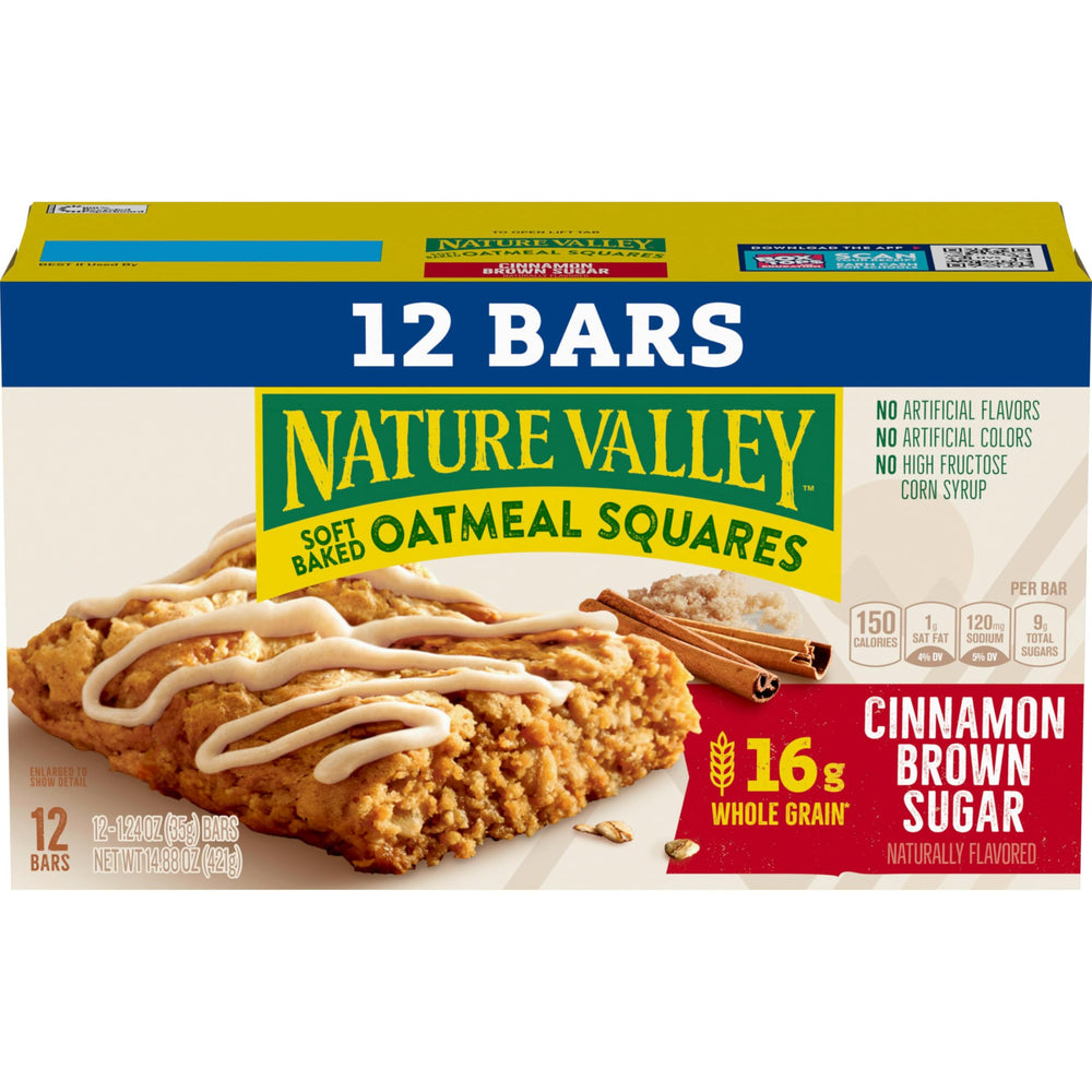 Nature Valley oats texture closeup demonstrates a soft, chewy bite for a quick, satisfying snack.