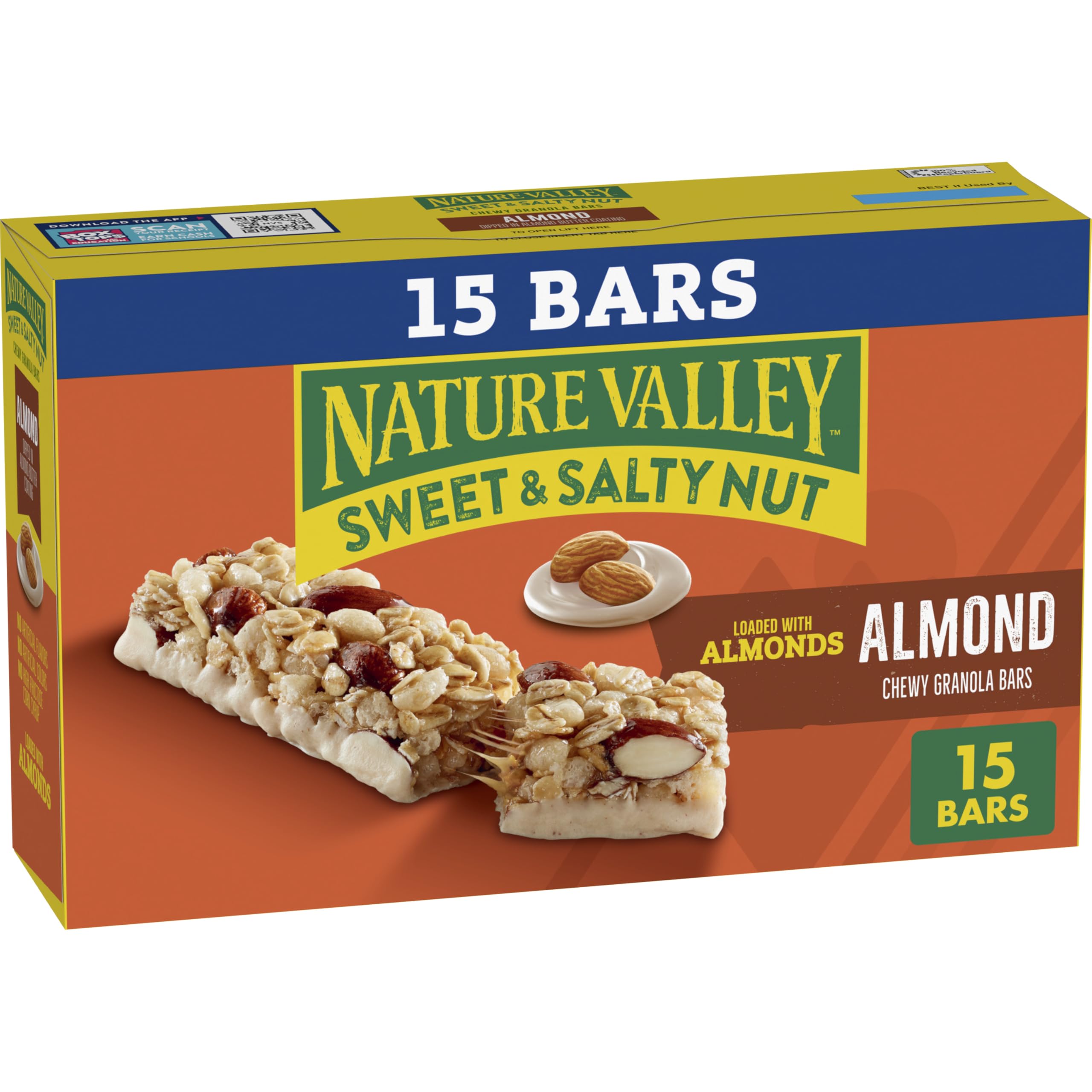 Nature Valley Sweet and Salty Nut Almond Bars pack ready for on-the-go snacking.