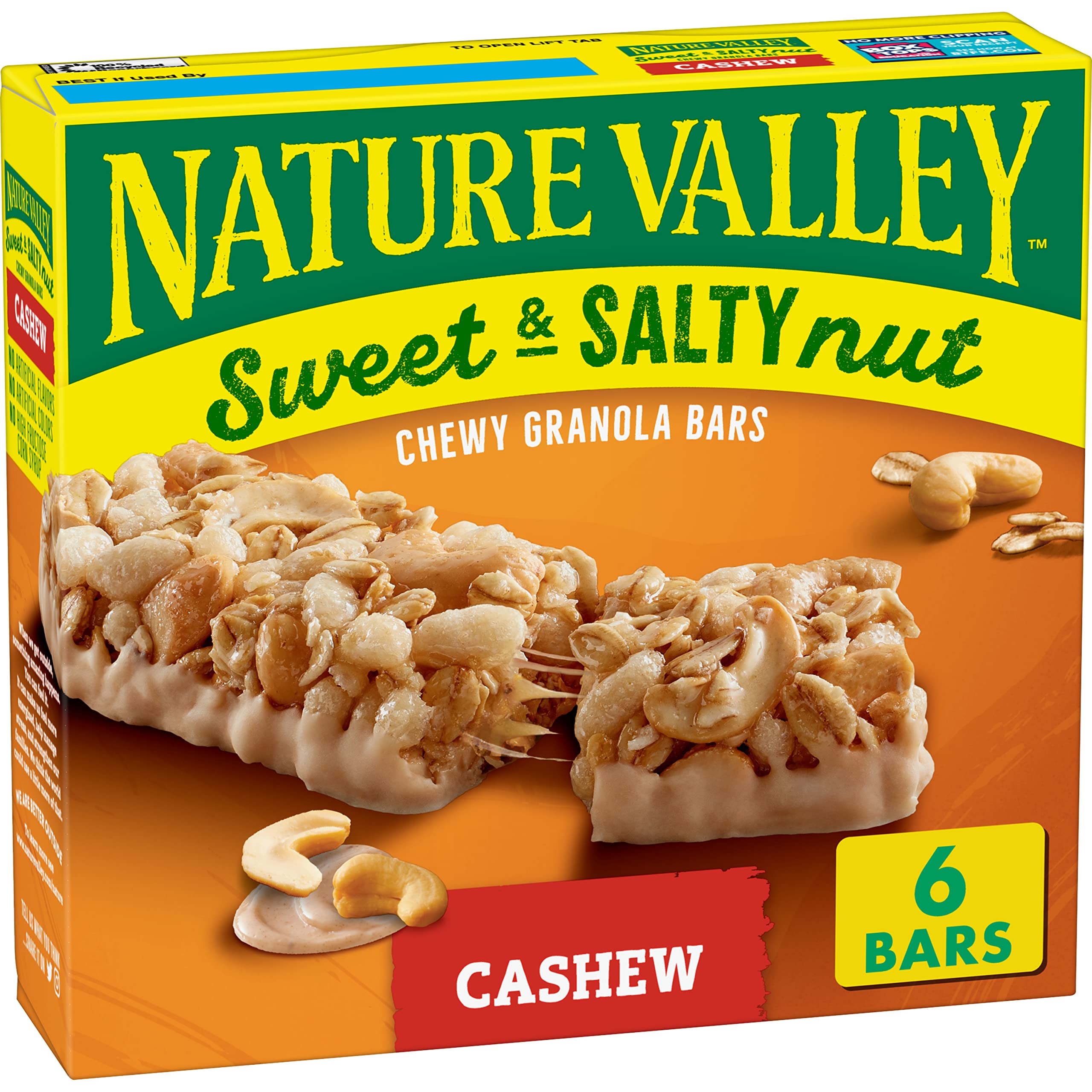 Nature Valley Sweet and Salty Nut Cashew bar pack, perfect for pantry snacking.