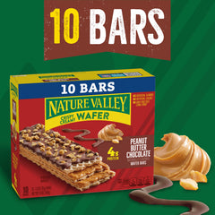 Nature Valley wafer-bar peanut butter filling close-up—creamy center with a crunchy texture.