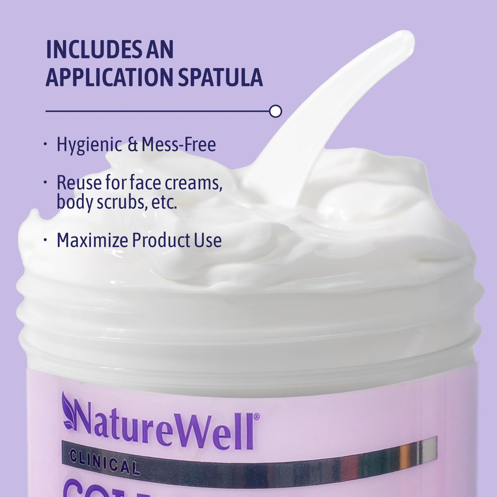 Nature Well Collagen Peptide Cream jar highlighting dermatologist-tested formula.