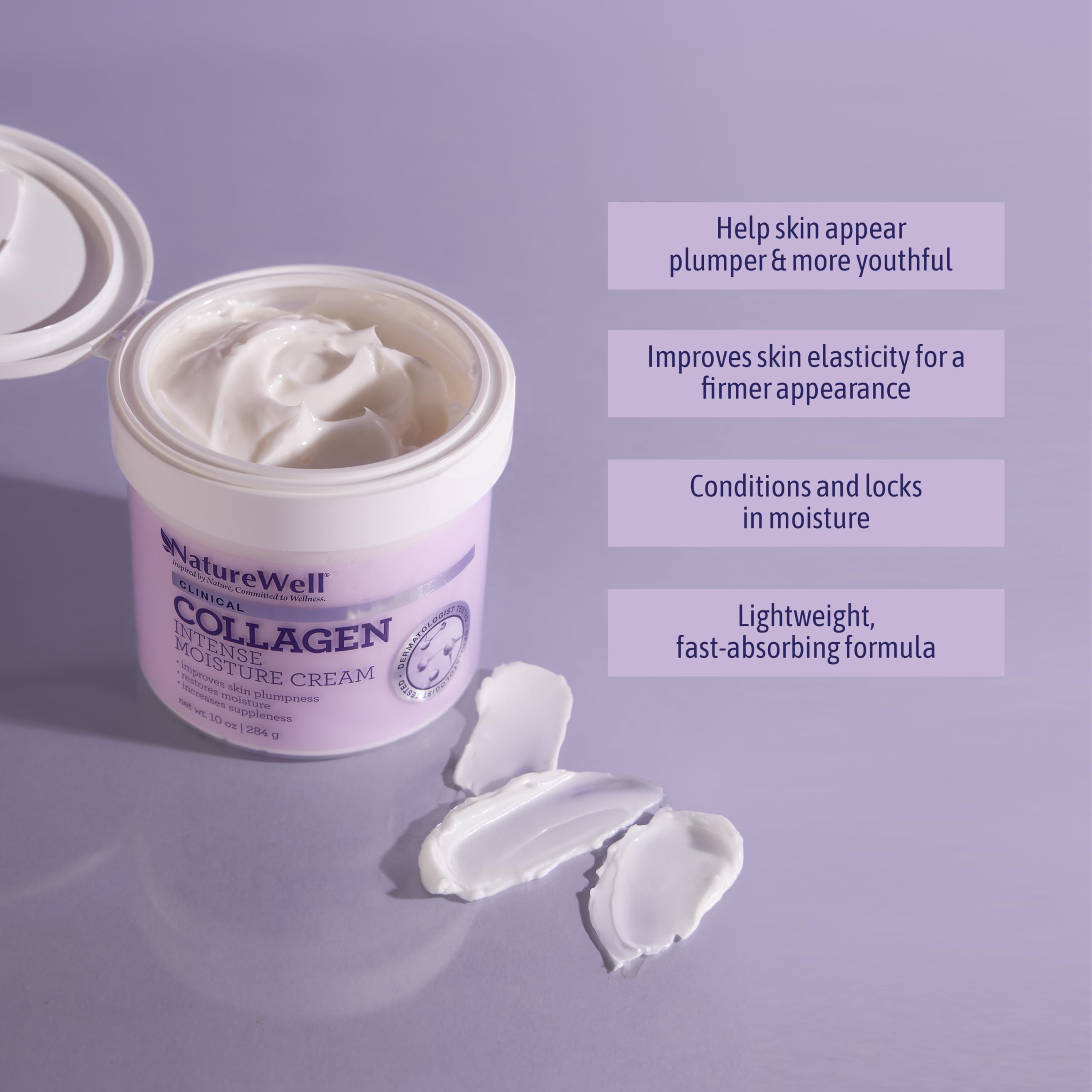 Nature Well Collagen Peptide Cream applied to neck area for smoother skin.