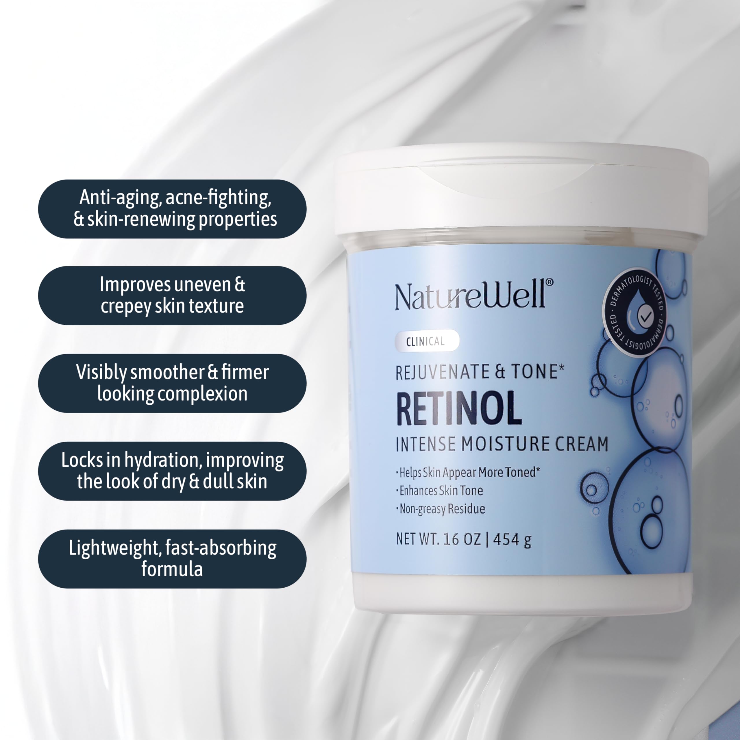 Nature Well Retinol Intense Moisture Cream hand application for daily moisture