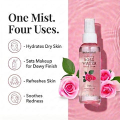 NATURE WELL Rose Water Toner Spray on Face for quick hydration.