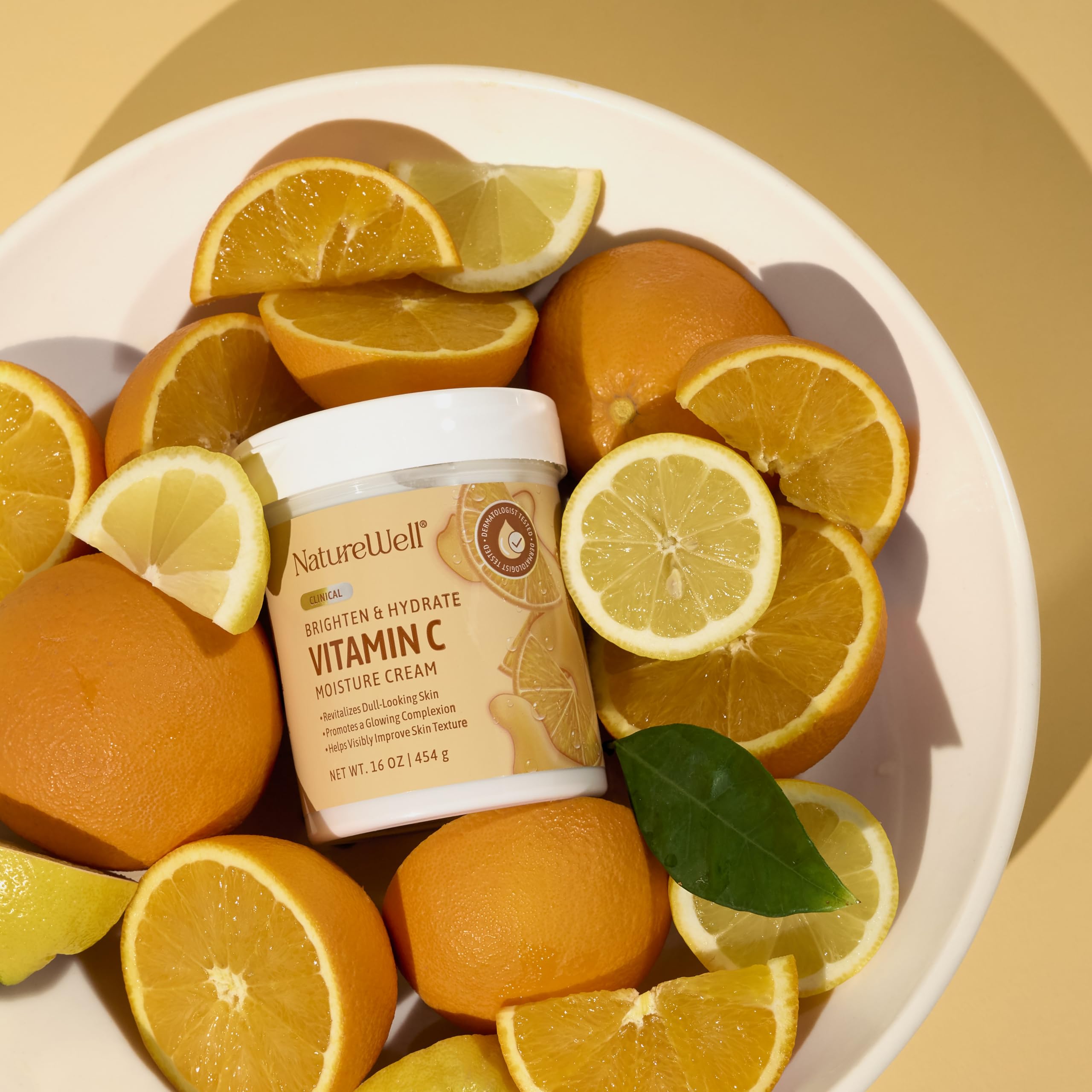 Body lotion texture on arms from Nature Well Vitamin C Brightening Cream.