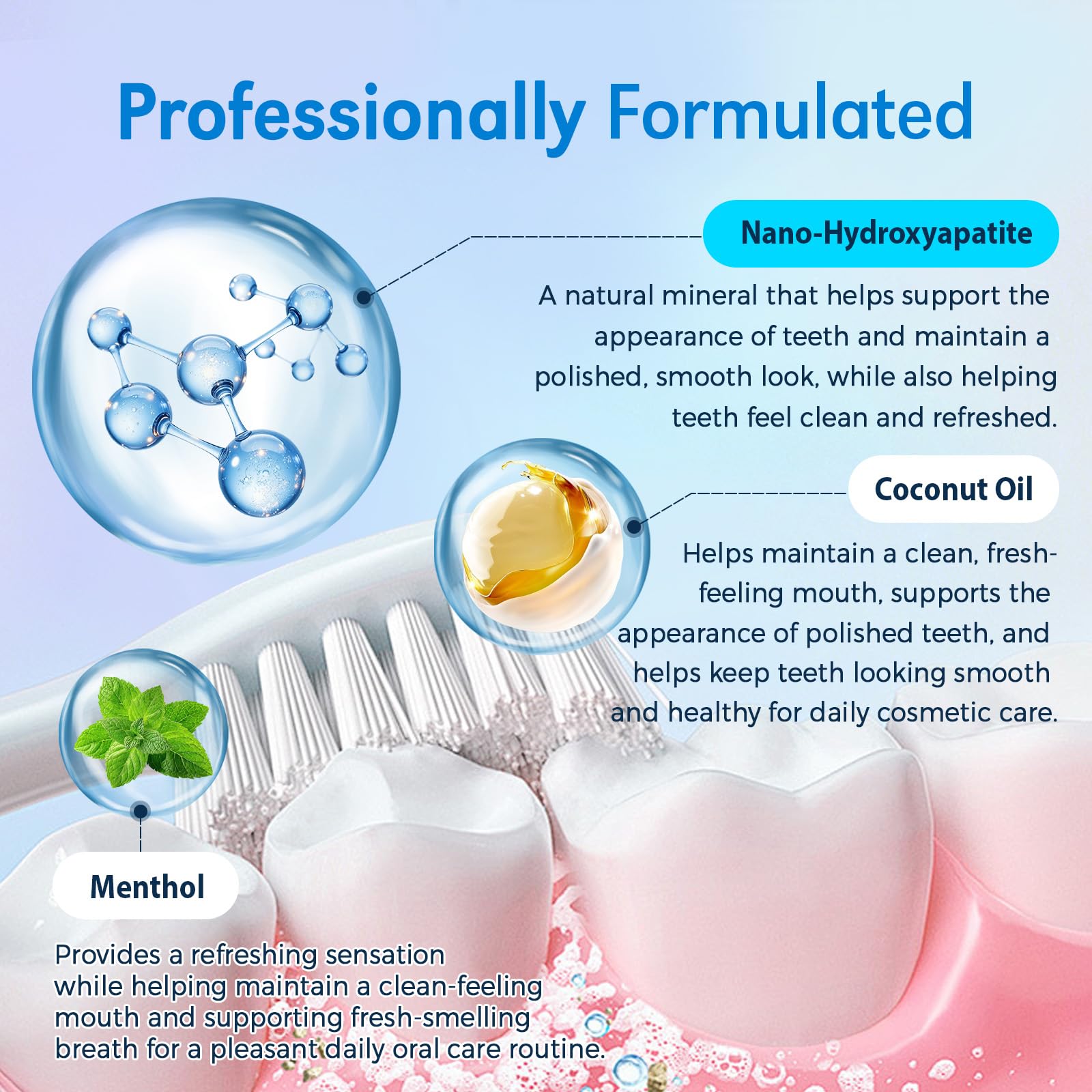 Nature Ziran Teeth Whitening Powder brushing action on teeth