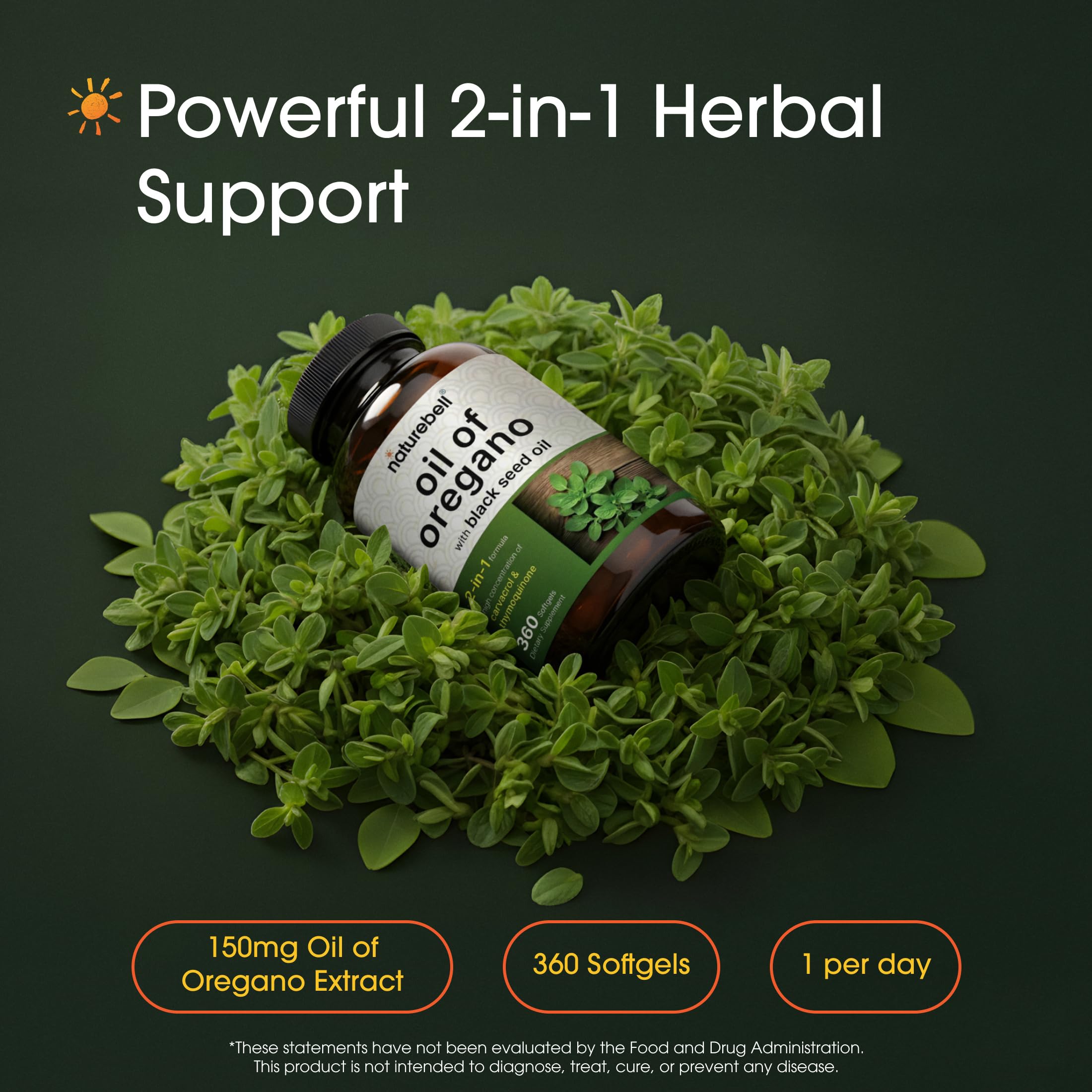 NatureBell 2-in-1 herbal complex packaging front highlighting ingredients.