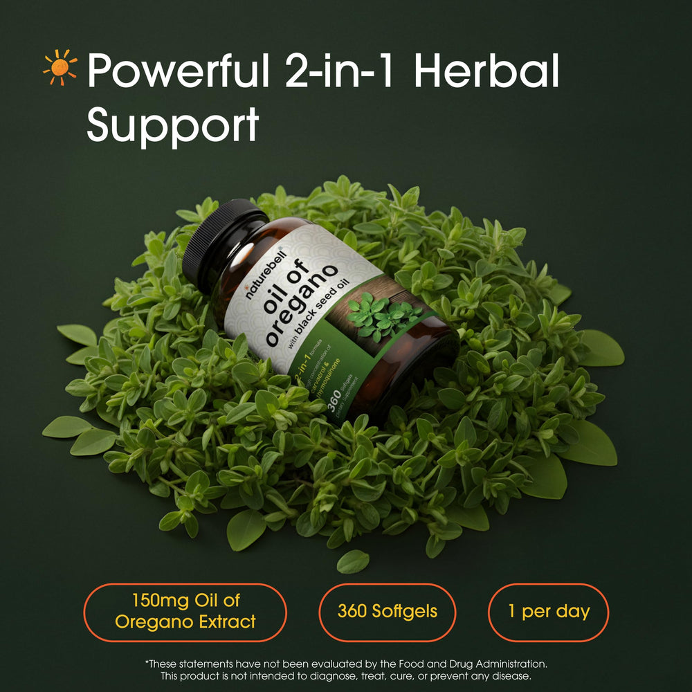 NatureBell 2-in-1 herbal complex packaging front highlighting ingredients.