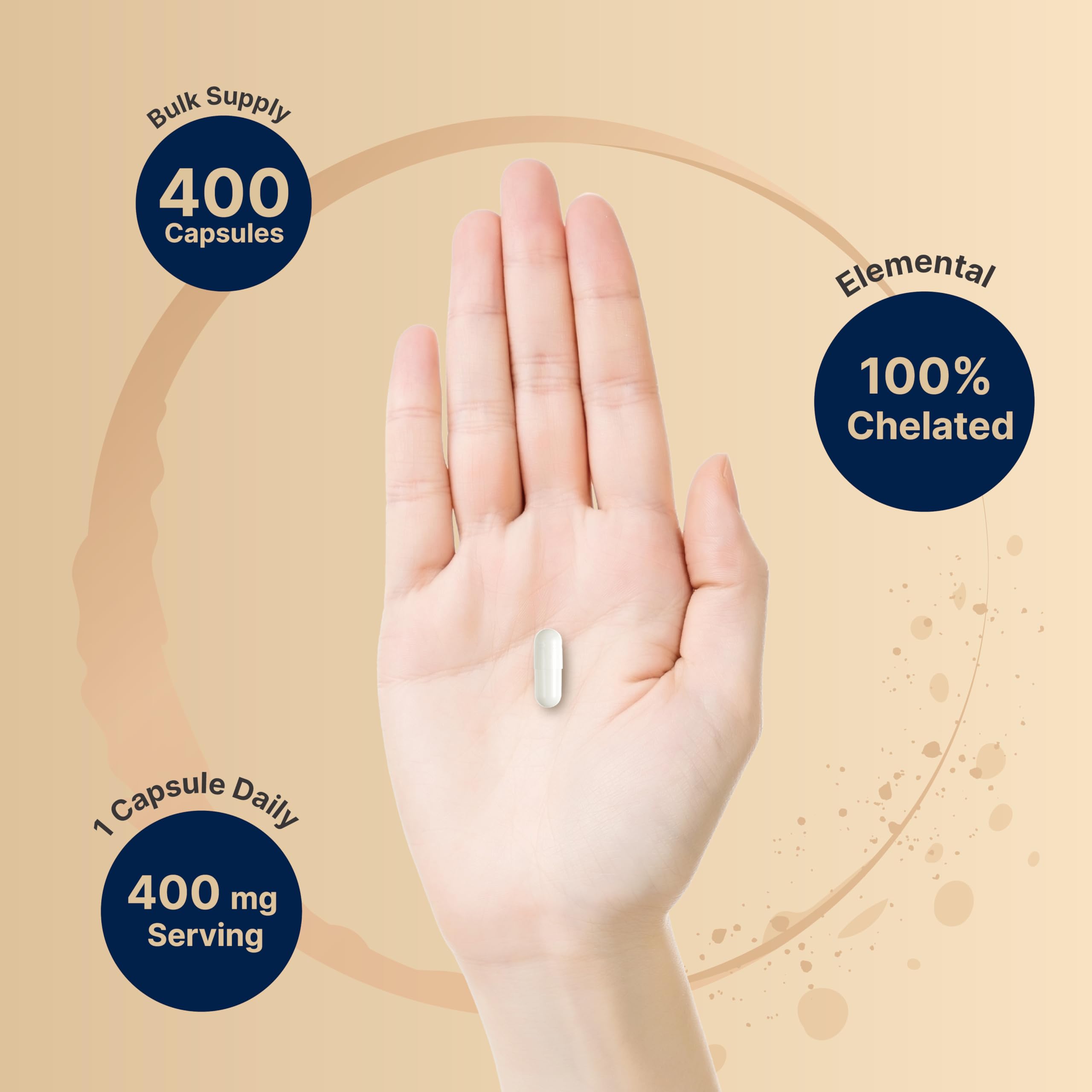 Long-lasting bottle containing 400 capsules for daily use.