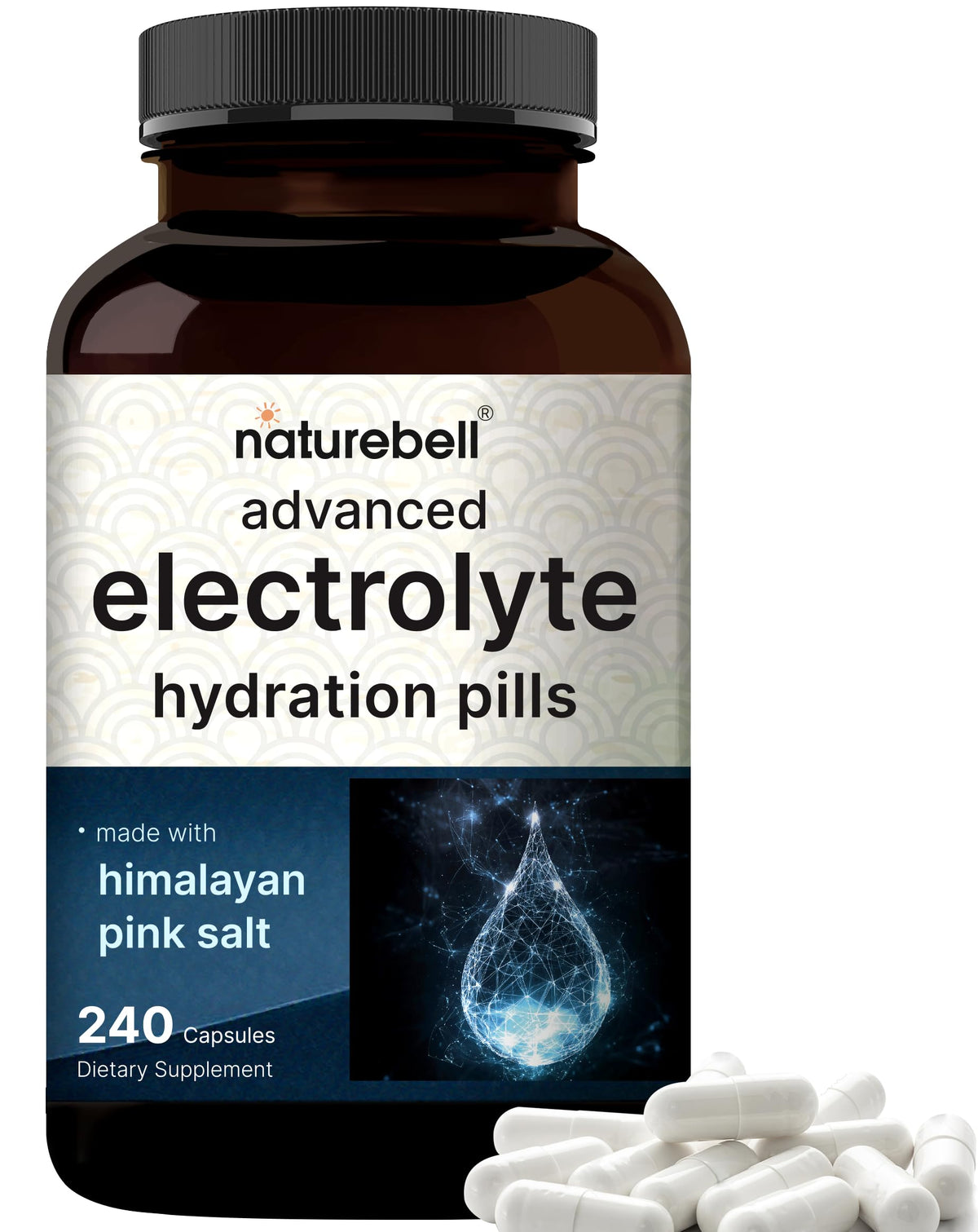 NatureBell Advanced Electrolyte Pills bottle for convenient daily hydration.