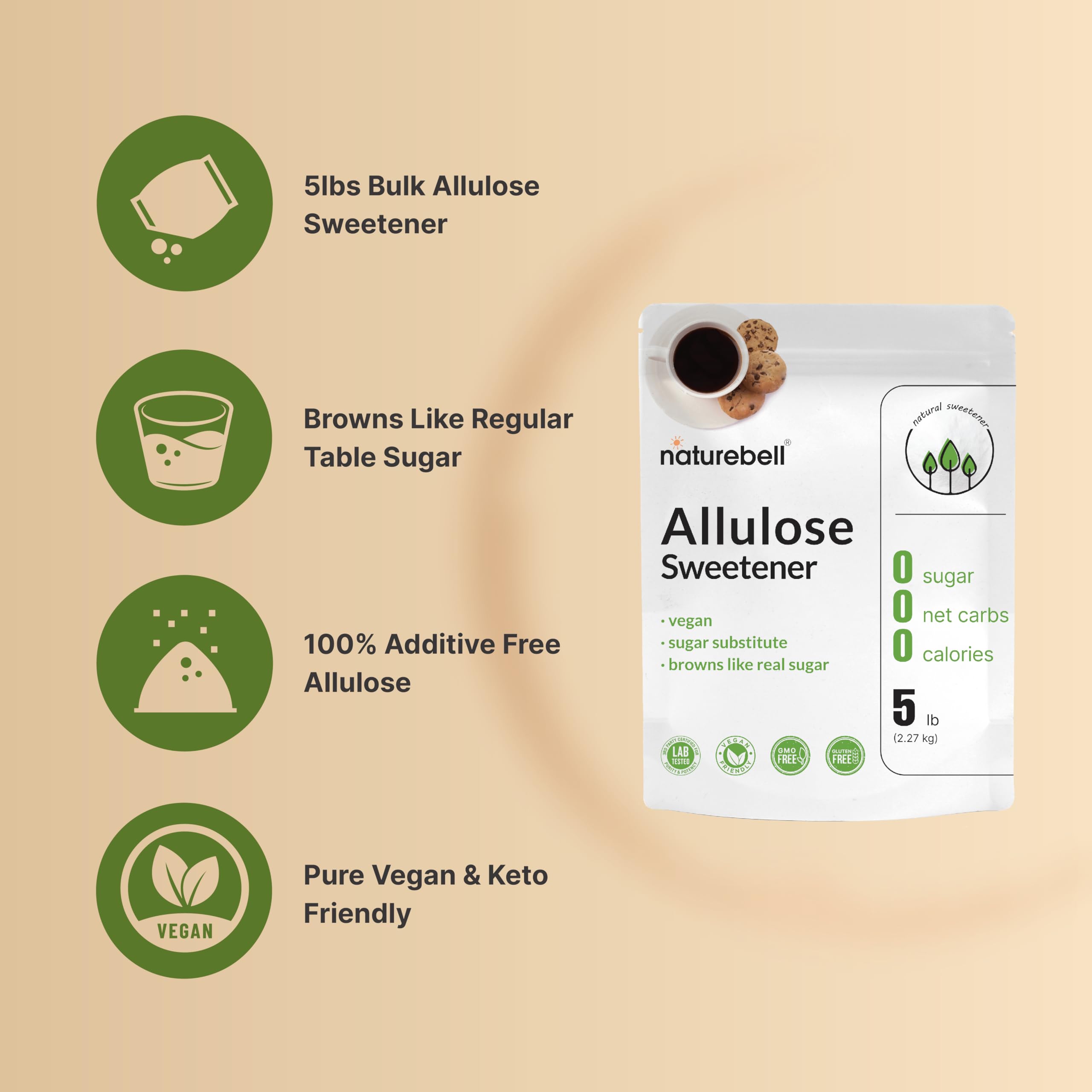 NatureBell Allulose Sweetener browning action resembles sugar for caramelized treats