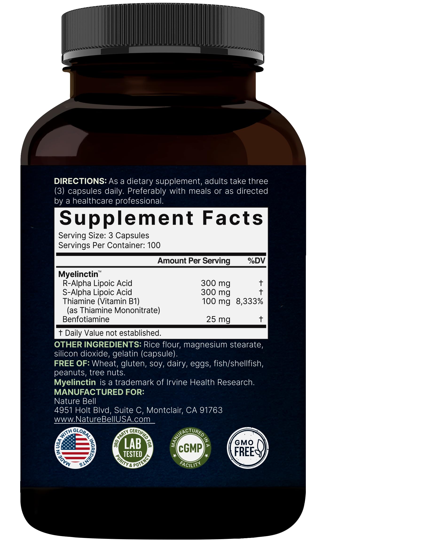 Nature Bell Alpha Lipoic Acid Complex bottle on a desk setup