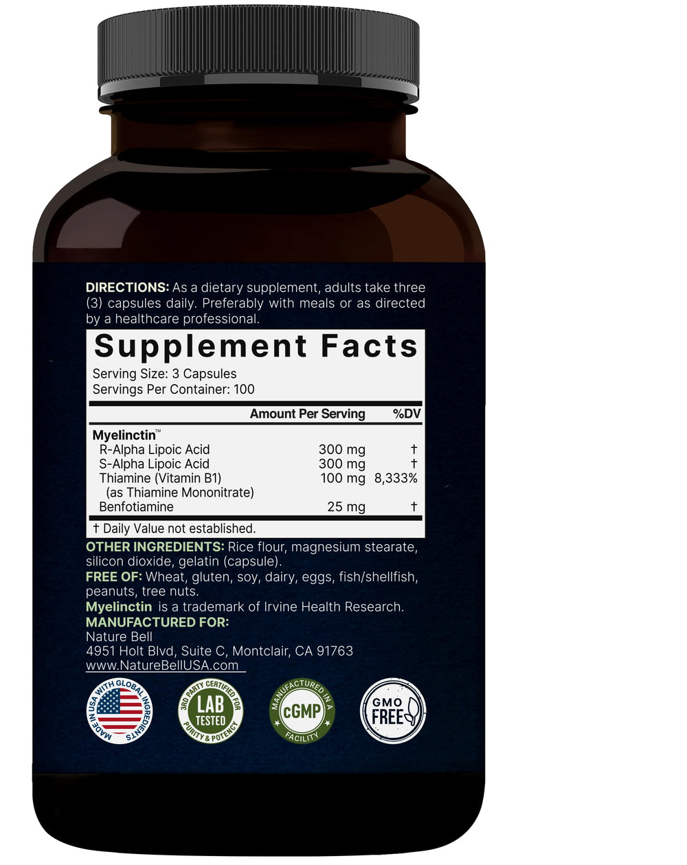 Nature Bell Alpha Lipoic Acid Complex bottle on a desk setup