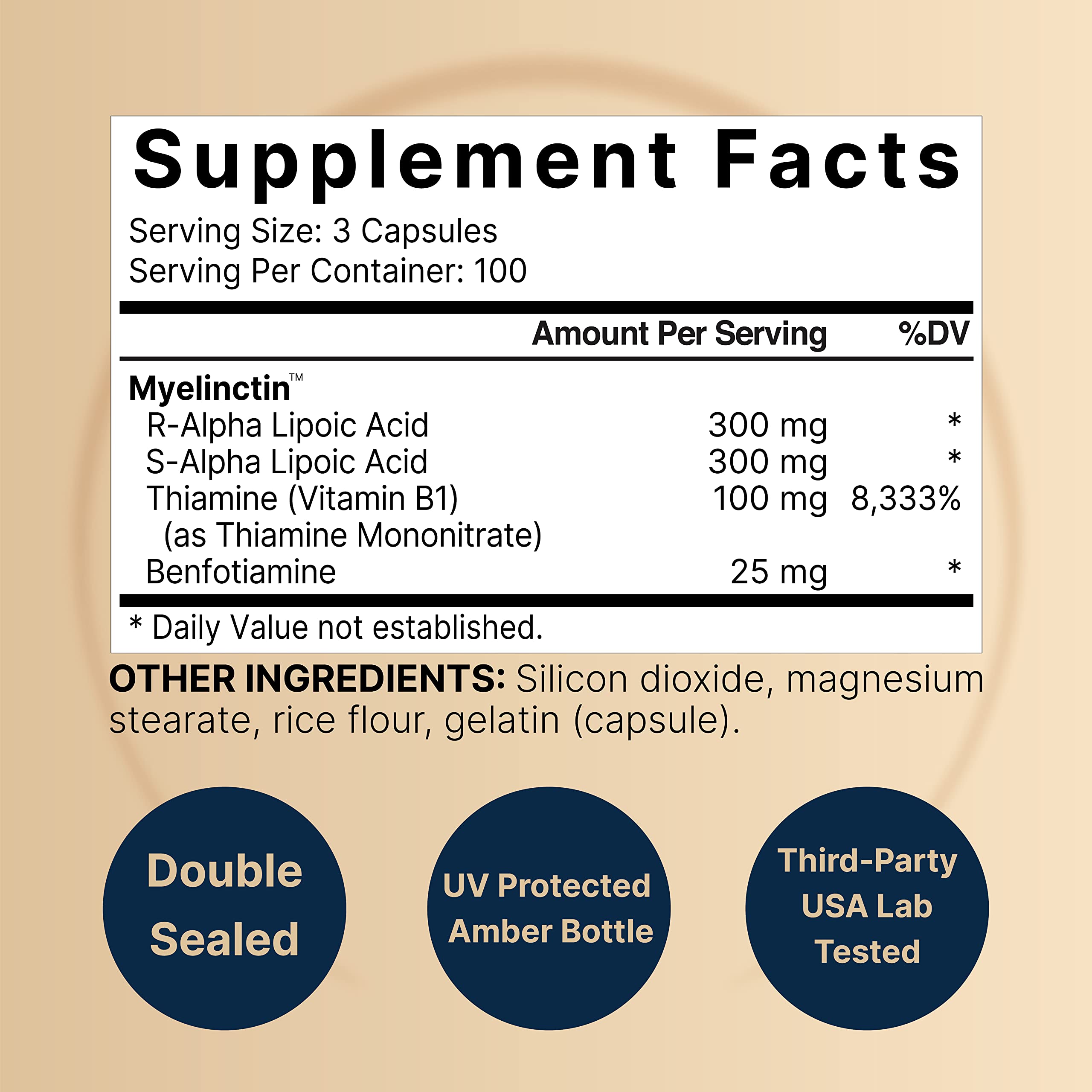 Close-up of NatureBell Alpha Lipoic Acid Complex capsules showing texture